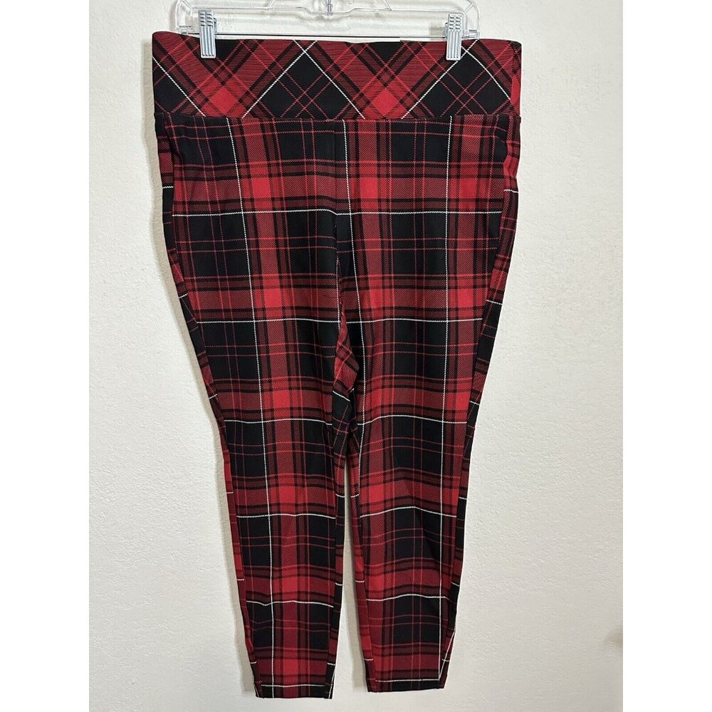 Torrid Red Plaid High Rise Stretch Waist Pixie Pants Size Large (0)